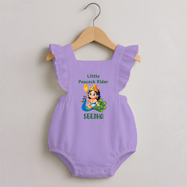 Little Peacock Rider Romper Frock | Custom Baby Romper Frock for Murugan's Divine Ride - LILAC - 0 - 3 Months Old (Chest 19")