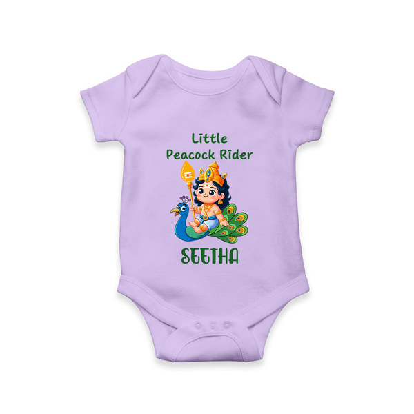 Little Peacock Rider Romper / Onesie | Custom Baby Romper / Onesie for Murugan's Divine Ride - LILAC - New Born (Chest 14")