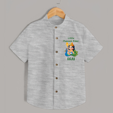 Little Peacock Rider Shirt | Custom Baby Shirt for Murugan's Divine Ride - GREY - 0 - 6 Months Old (Chest 23")