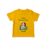 Liittle Peacock Rider - Customized T-Shirt For Kids With Name - CHROME YELLOW - 0-5 Months Old (Chest 17")