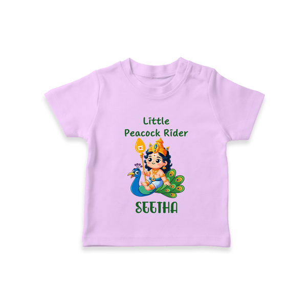 Little Peacock Rider T-Shirt | Custom Baby T-Shirt for Murugan's Divine Ride - LILAC - 0-5 Months Old (Chest 17")