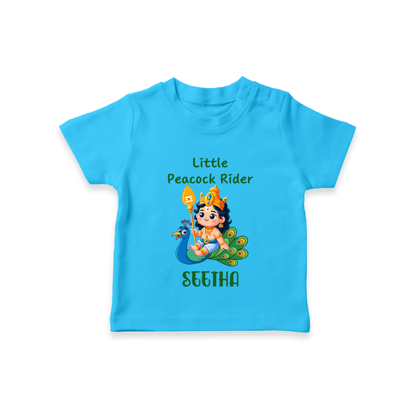 Little Peacock Rider T-Shirt | Custom Baby T-Shirt for Murugan's Divine Ride - SKY BLUE - 0-5 Months Old (Chest 17")