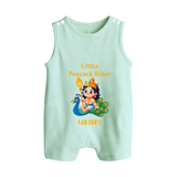 Liittle Peacock Rider - Customized Romper Suit For Babies With Name - MINT GREEN - 0 - 5 Months Old (Chest 18")