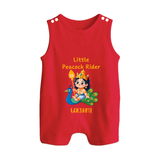 Liittle Peacock Rider - Customized Romper Suit For Babies With Name - RED - 0 - 5 Months Old (Chest 18")