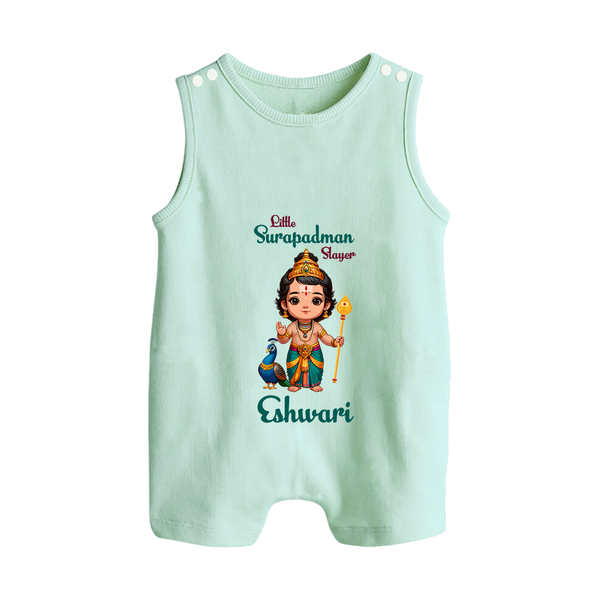 Little Surapadman Slayer Romper Suit | Personalized Baby Romper Suit for Murugan's Heroic Deeds - MINT GREEN - 0 - 5 Months Old (Chest 18")