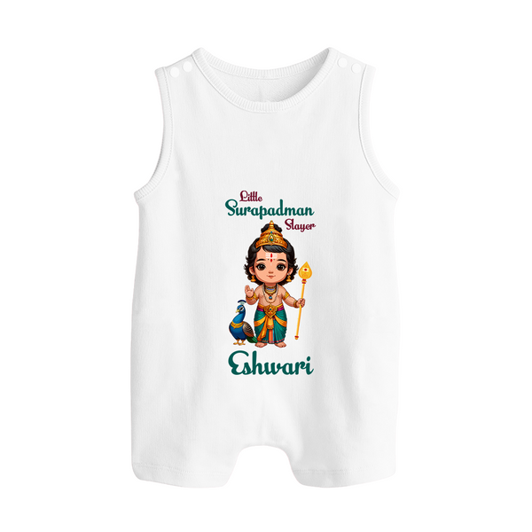Little Surapadman Slayer Romper Suit | Personalized Baby Romper Suit for Murugan's Heroic Deeds - WHITE - 0 - 5 Months Old (Chest 18")