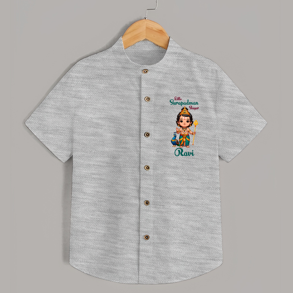 Little Surapadman Slayer Shirt | Personalized Baby Shirt for Murugan's Heroic Deeds - GREY - 0 - 6 Months Old (Chest 23")