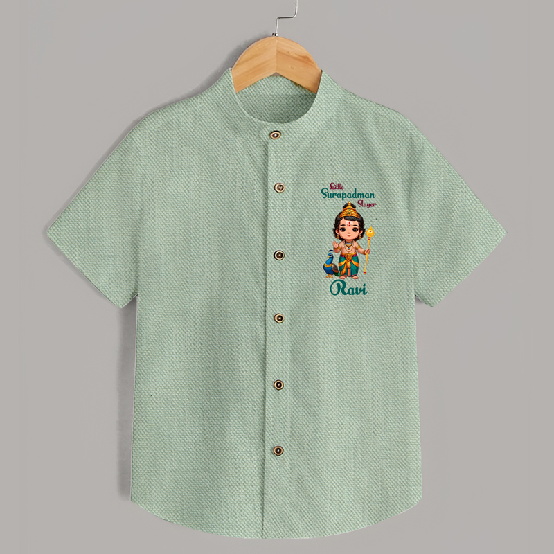 Little Surapadman Slayer Shirt | Personalized Baby Shirt for Murugan's Heroic Deeds - MINT GREEN - 0 - 6 Months Old (Chest 23")