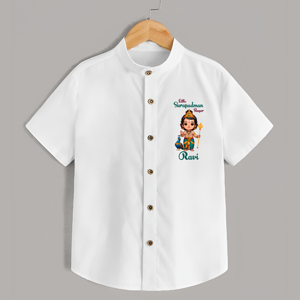 Little Surapadman Slayer Shirt | Personalized Baby Shirt for Murugan's Heroic Deeds - WHITE - 0 - 6 Months Old (Chest 23")
