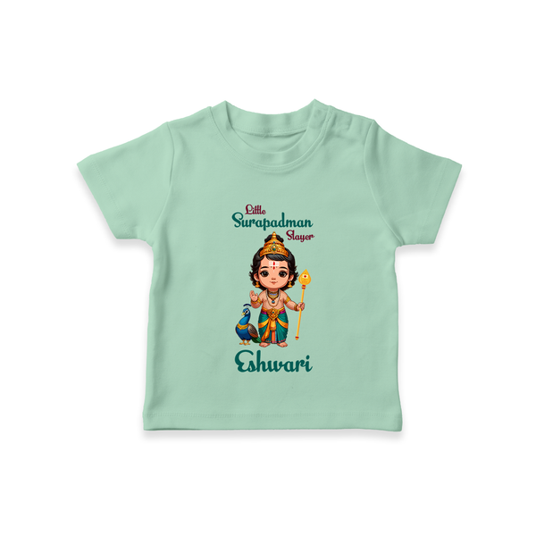 Little Surapadman Slayer T-Shirt | Personalized Baby T-Shirt for Murugan's Heroic Deeds - MINT GREEN - 0-5 Months Old (Chest 17")