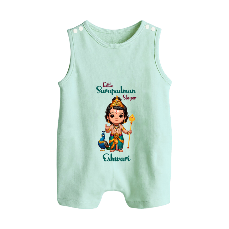 Little Surapadman Slayer - Customized Romper Suit For Babies With Name - MINT GREEN - 0 - 5 Months Old (Chest 18")