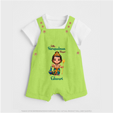 Little Surapadman Slayer - Customized Dungaree Set For Kids With Name - GREEN - 0 - 5 Months Old (Chest 18")