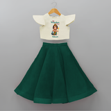 Little Surapadman Slayer - Customized Crop Top And Skirt For Kids With Name - BOTTLE GREEN - 6 - 9 Months Old (Chest 20" , Frock Waist 20")