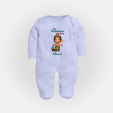 Little Surapadman Slayer - Customized Sleep Suit For Babies With Name - BABY BLUE - New Born (Chest 7.5")