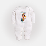 Little Surapadman Slayer - Customized Sleep Suit For Babies With Name - WHITE - New Born (Chest 7.5")