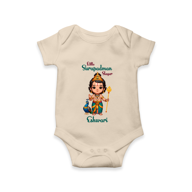 Little Surapadman Slayer - Customized Romper For Babies With Name - IVORY - 0 - 3 Months Old (Chest 16")