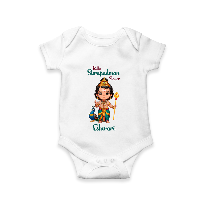 Little Surapadman Slayer - Customized Romper For Babies With Name - WHITE - 0 - 3 Months Old (Chest 16")