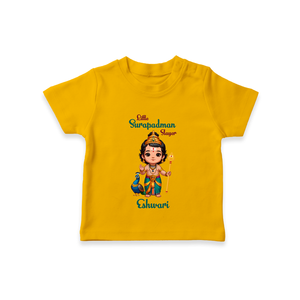 Little Surapadman Slayer - Customized T-Shirt For Kids With Name - CHROME YELLOW - 0-5 Months Old (Chest 17")