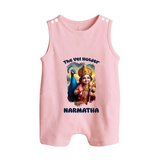 The Vel Holder Romper Suit | Custom Baby Romper Suit for Murugan's Sacred Vel - BABY PINK - 0 - 5 Months Old (Chest 18")