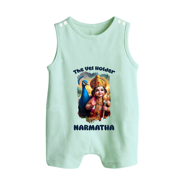 The Vel Holder Romper Suit | Custom Baby Romper Suit for Murugan's Sacred Vel - MINT GREEN - 0 - 5 Months Old (Chest 18")