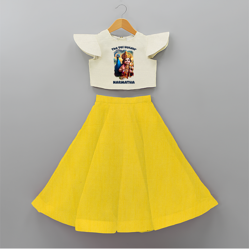 The Vel Holder - Customized Crop Top And Skirt For Kids With Name - YELLOW - 6 - 9 Months Old (Chest 20" , Frock Waist 20")