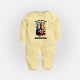 The Vel Holder Sleep Suit | Custom Baby Sleep Suit for Murugan's Sacred Vel - PASTEL YELLOW - New Born (Chest 7.5")