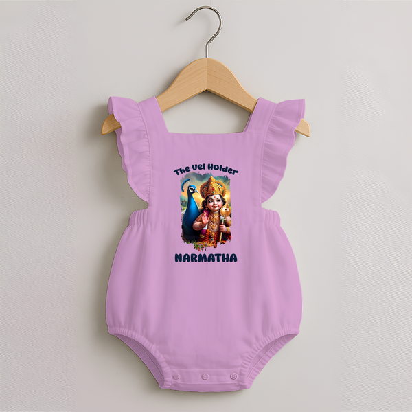 The Vel Holder Romper Frock | Custom Baby Romper Frock for Murugan's Sacred Vel - BABY PINK - 0 - 3 Months Old (Chest 19")