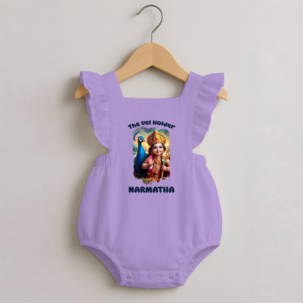 The Vel Holder Romper Frock | Custom Baby Romper Frock for Murugan's Sacred Vel - LILAC - 0 - 3 Months Old (Chest 19")
