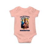 The Vel Holder Romper / Onesie | Custom Baby Romper / Onesie for Murugan's Sacred Vel - PEACH - New Born (Chest 14")