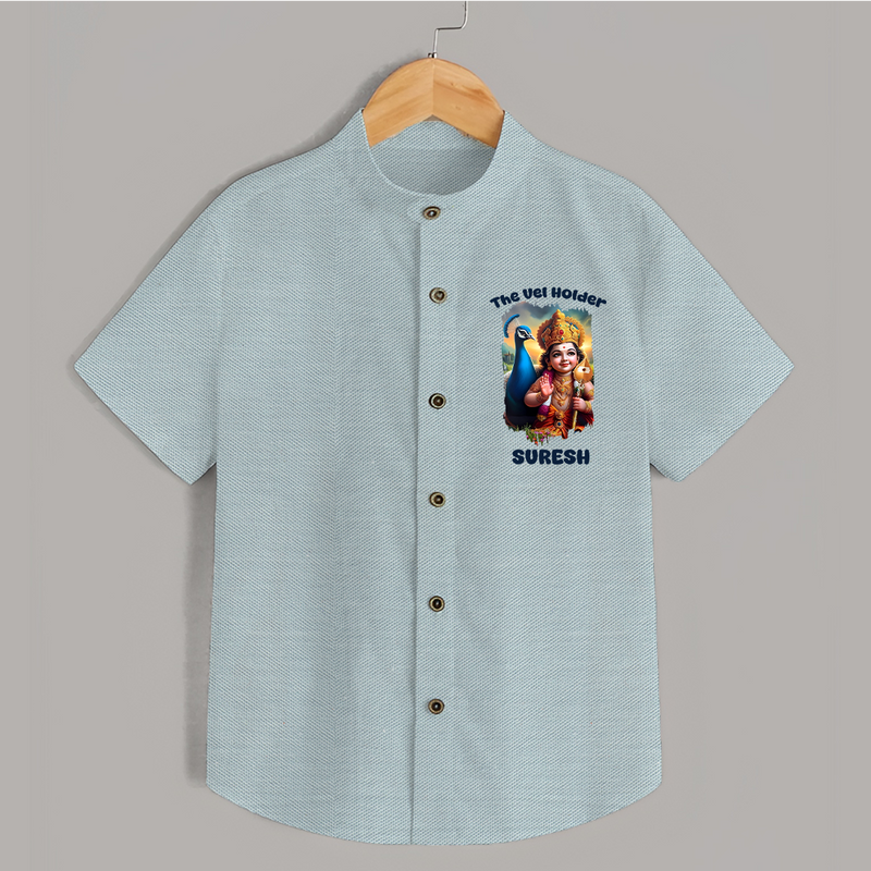 The Vel Holder Shirt | Custom Baby Shirt for Murugan's Sacred Vel - ARCTIC BLUE - 0 - 6 Months Old (Chest 23")