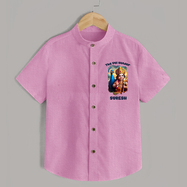 The Vel Holder Shirt | Custom Baby Shirt for Murugan's Sacred Vel - BABY PINK - 0 - 6 Months Old (Chest 23")