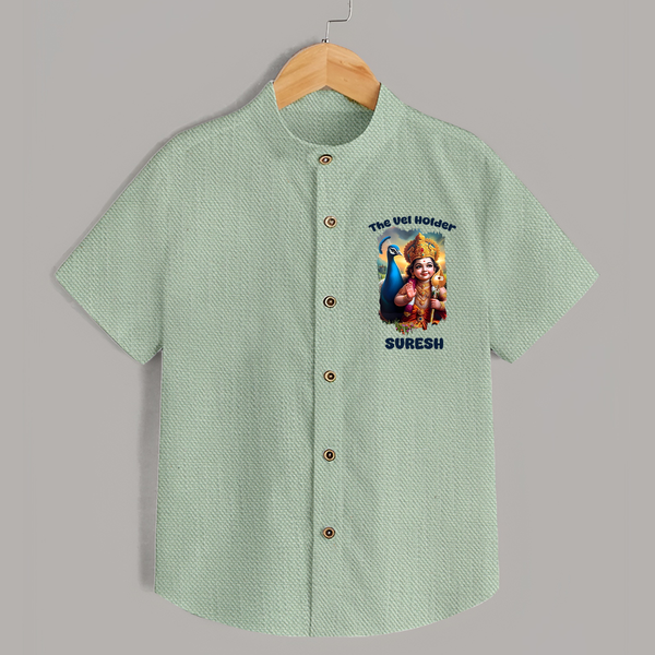 The Vel Holder Shirt | Custom Baby Shirt for Murugan's Sacred Vel - MINT GREEN - 0 - 6 Months Old (Chest 23")