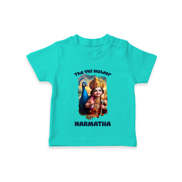 The Vel Holder T-Shirt | Custom Baby T-Shirt for Murugan's Sacred Vel - TEAL - 0-5 Months Old (Chest 17")