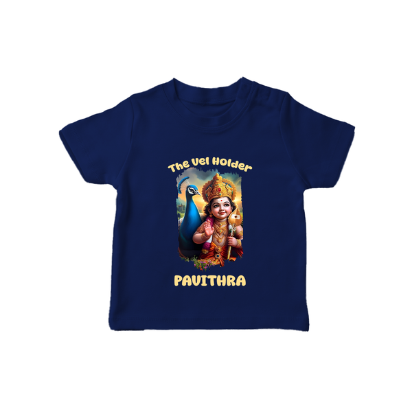 The Vel Holder T-Shirt | Custom Baby T-Shirt for Murugan's Sacred Vel - NAVY BLUE - 0-5 Months Old (Chest 17")