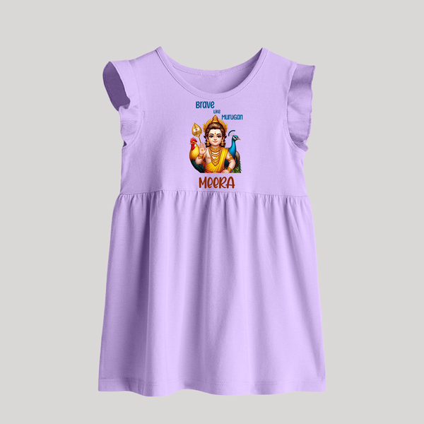 Brave Like Murugan Baby Frock | Personalized Baby Frock for Murugan's Strength - LILAC - 0 - 3 Months Old (Chest 17")