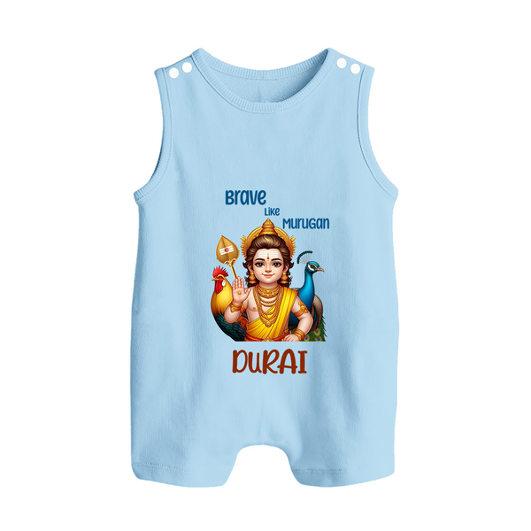 Brave Like Murugan Romper Suit | Personalized Baby Romper Suit for Murugan's Strength - BABY BLUE - 0 - 5 Months Old (Chest 18")