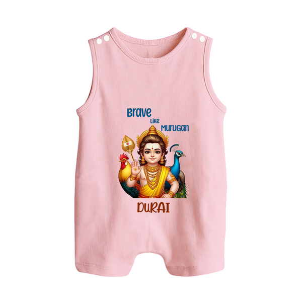 Brave Like Murugan - Customized Romper Suit For Babies With Name - BABY PINK - 0 - 5 Months Old (Chest 18")