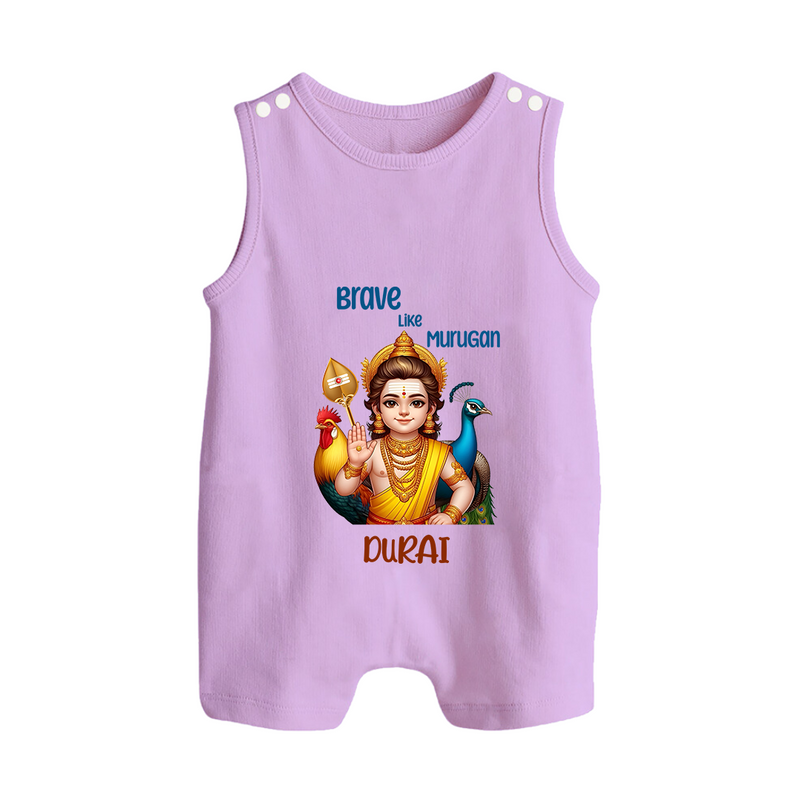 Brave Like Murugan - Customized Romper Suit For Babies With Name - LILAC - 0 - 5 Months Old (Chest 18")