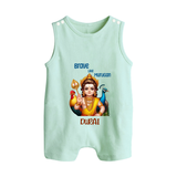 Brave Like Murugan - Customized Romper Suit For Babies With Name - MINT GREEN - 0 - 5 Months Old (Chest 18")