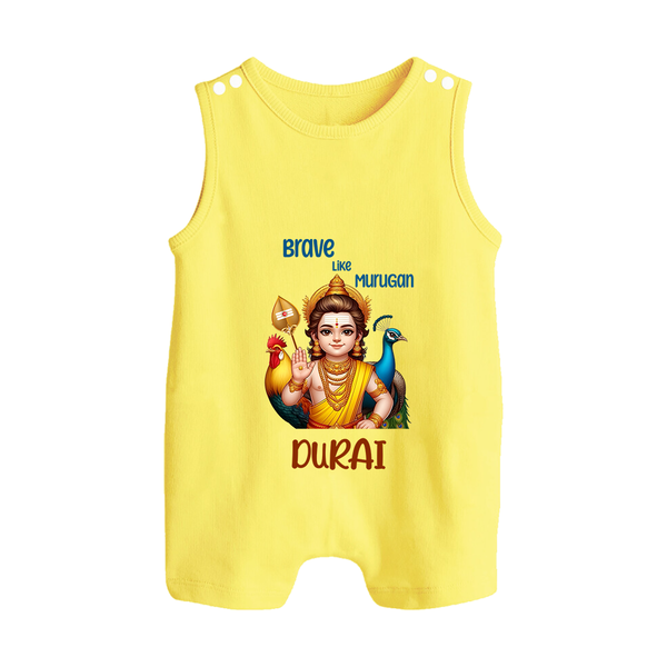 Brave Like Murugan Romper Suit | Personalized Baby Romper Suit for Murugan's Strength - PASTEL YELLOW - 0 - 5 Months Old (Chest 18")