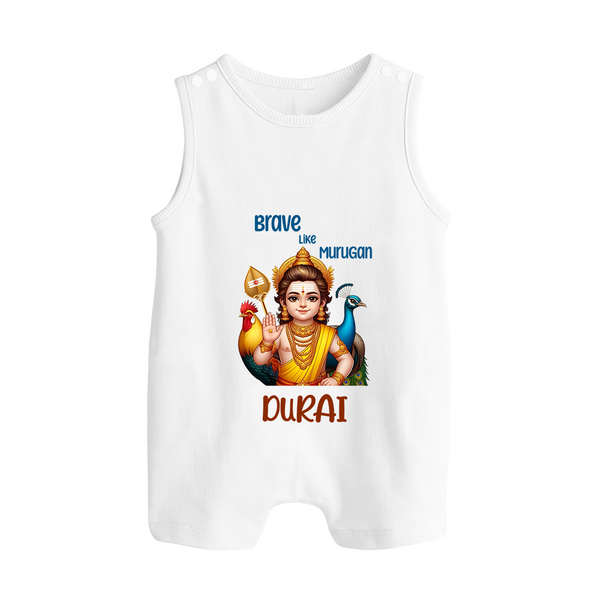 Brave Like Murugan Romper Suit | Personalized Baby Romper Suit for Murugan's Strength - WHITE - 0 - 5 Months Old (Chest 18")