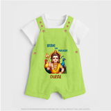 Brave Like Murugan - Customized Dungaree Set For Kids With Name - GREEN - 0 - 5 Months Old (Chest 18")