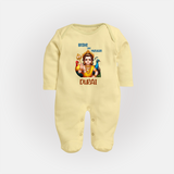 Brave Like Murugan Sleep Suit | Personalized Baby Sleep Suit for Murugan's Strength - PASTEL YELLOW - New Born (Chest 7.5")