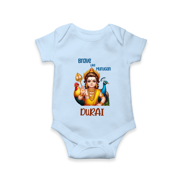 Brave Like Murugan Romper / Onesie | Personalized Baby Romper / Onesie for Murugan's Strength - BABY BLUE - New Born (Chest 14")