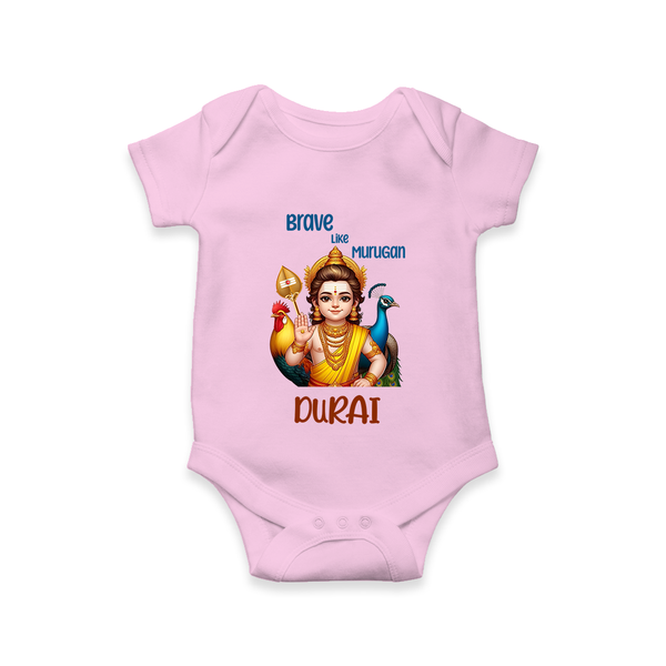 Brave Like Murugan Romper / Onesie | Personalized Baby Romper / Onesie for Murugan's Strength - BABY PINK - New Born (Chest 14")
