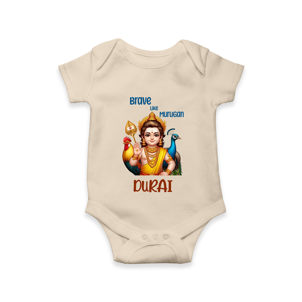 Brave Like Murugan Romper / Onesie | Personalized Baby Romper / Onesie for Murugan's Strength - IVORY - New Born (Chest 14")