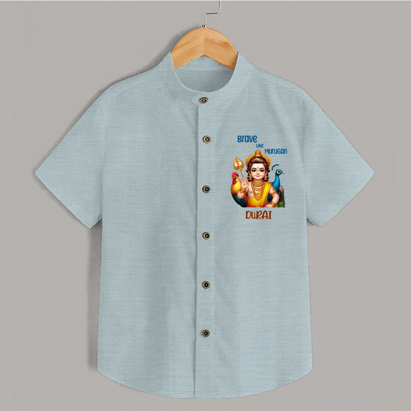 Brave Like Murugan - Customized Shirt For Kids With Name - ARCTIC BLUE - 0 - 6 Months Old (Chest 23")