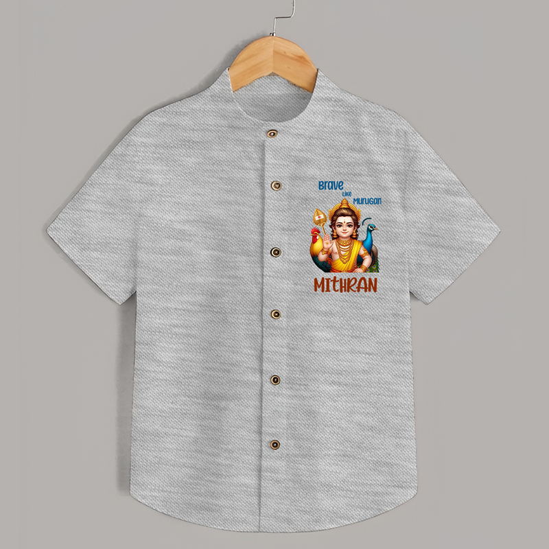Brave Like Murugan Shirt | Personalized Baby Shirt for Murugan's Strength - GREY - 0 - 6 Months Old (Chest 23")