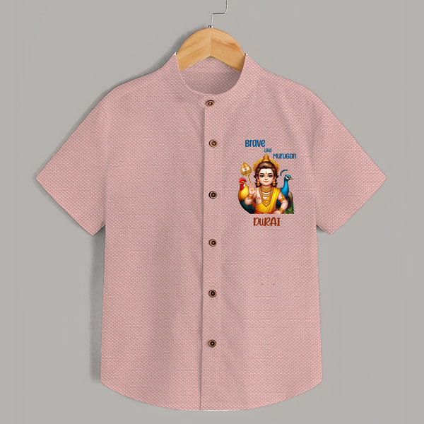 Brave Like Murugan - Customized Shirt For Kids With Name - PEACH - 0 - 6 Months Old (Chest 23")