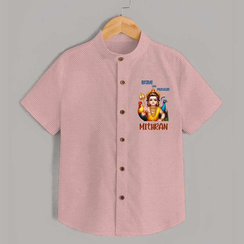 Brave Like Murugan Shirt | Personalized Baby Shirt for Murugan's Strength - PEACH - 0 - 6 Months Old (Chest 23")